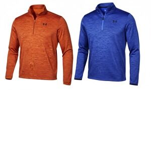 Under Armour Men's Medium Lot 2 1/4 Zip Pullover Fleece Orange Blue Heather Gym